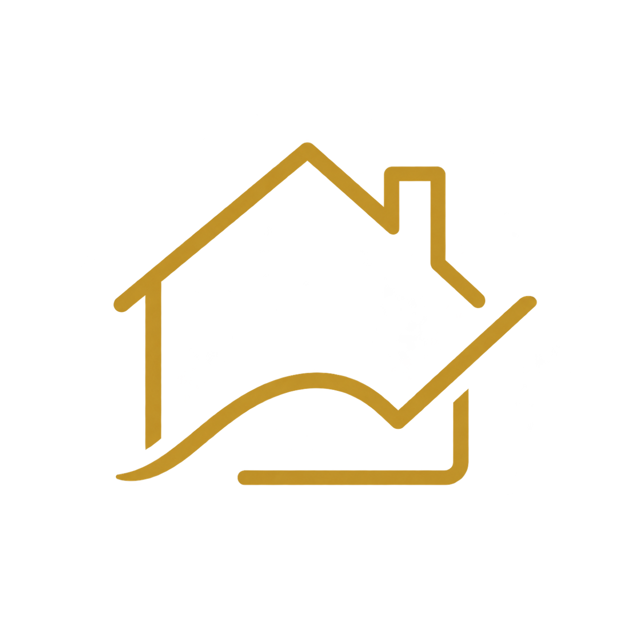 A 3D rendering of a house with a yellow and brown outline, featuring a rising red arrow behind it that signifies growth or increase in real estate or housing market.