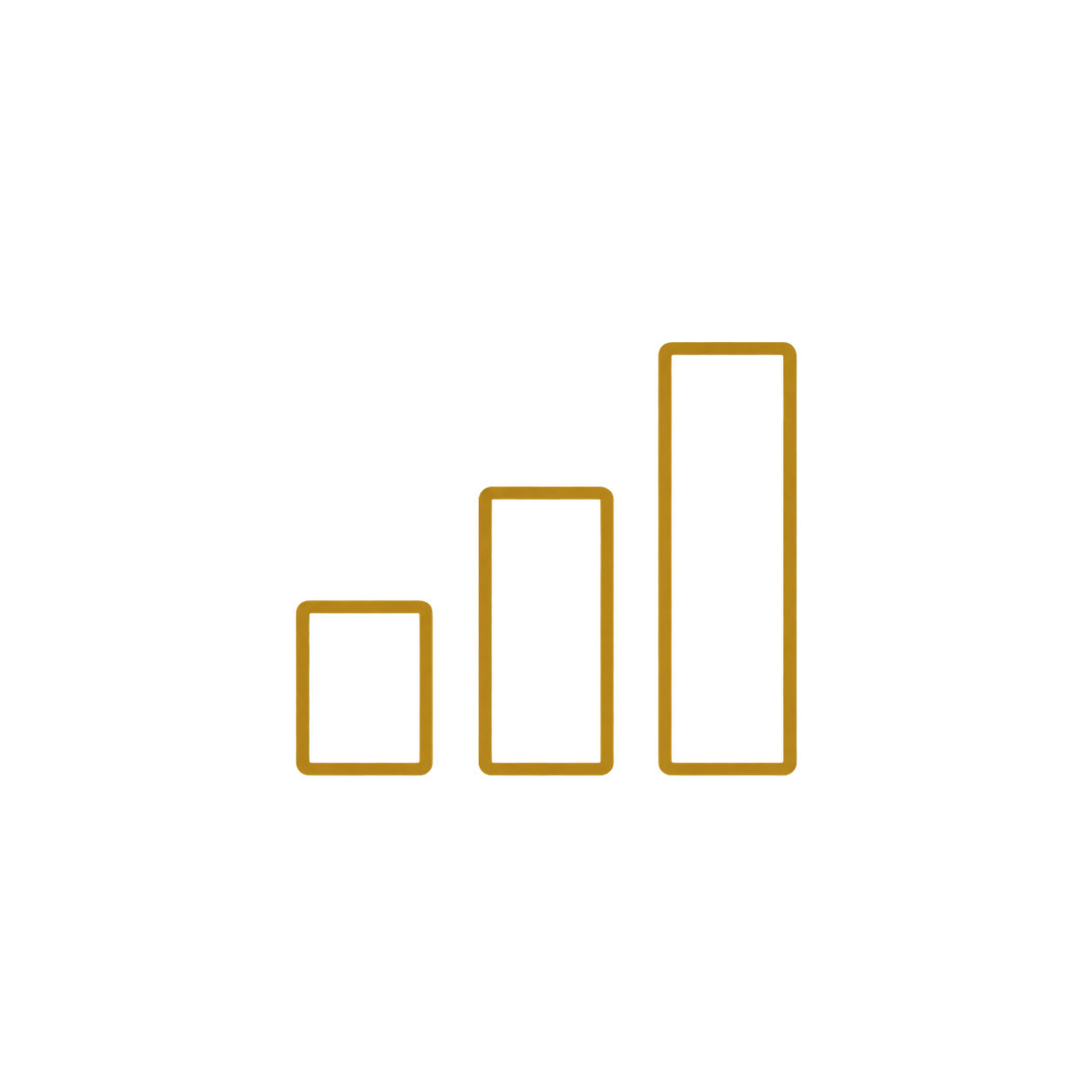 Bar graph showing increasing values with four vertical bars in yellow, orange, red, and green, against a black background.
