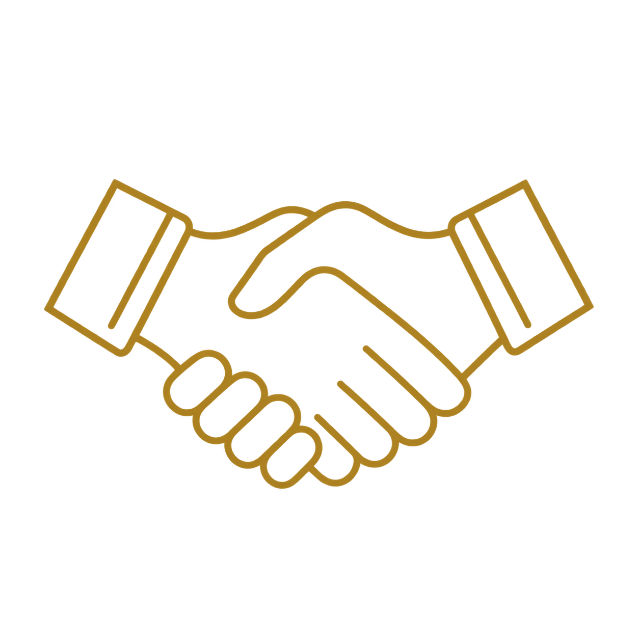 Gold outline drawing of a handshake.