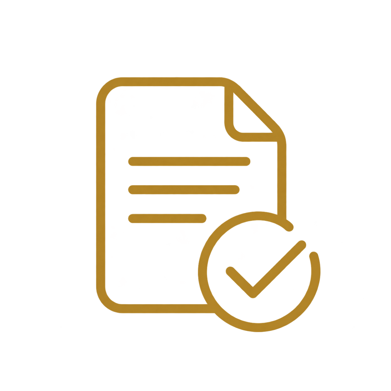 Icon of a document with a checklist and a clock in gold outline, with a yellow section.