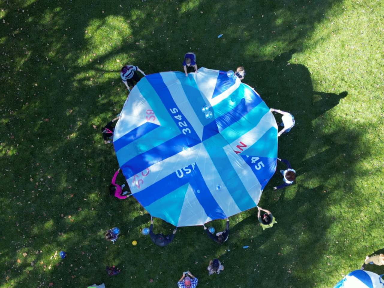 Birds eye view of parachute