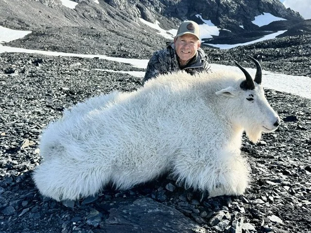 Kodiak mountain goat. Guided by Jason Bunch of Kodiak Backcountry Adventures. Backpack Kodiak Mountain Goat Hunt.