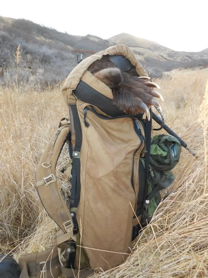 Custom backpack by Jason Bunch carrying a Kodiak Brown Bear