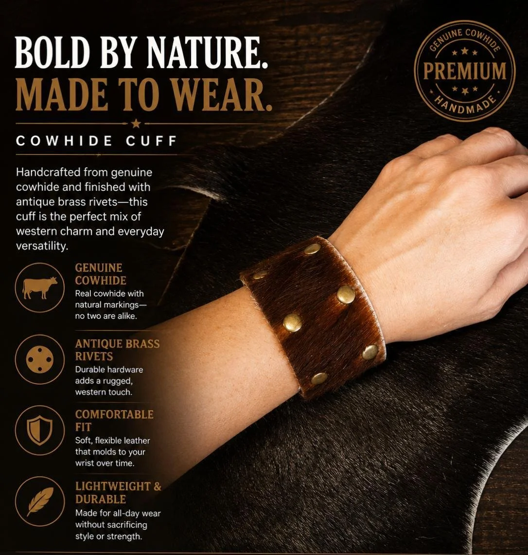 Genuine Cowhide Cuffs