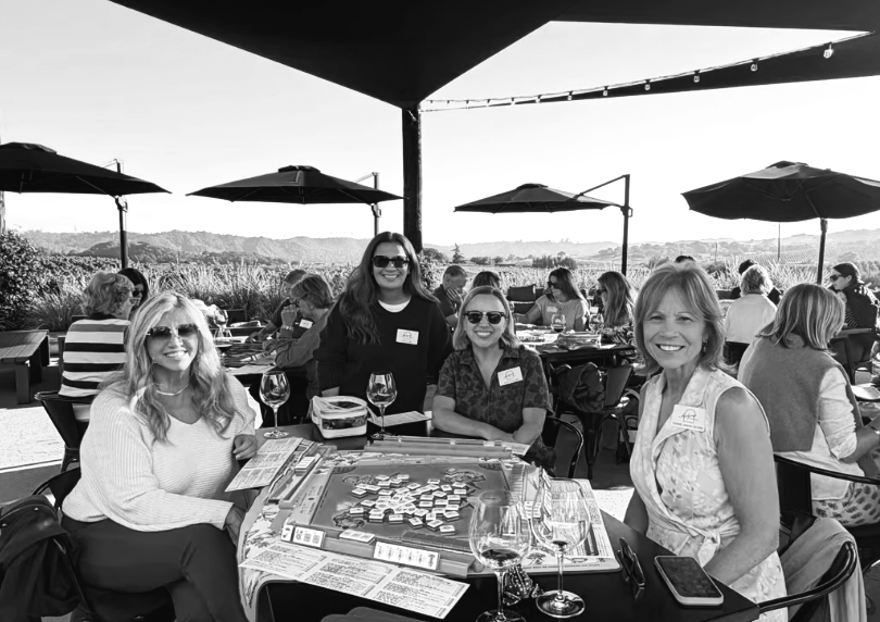Mee Heng Low Mahjon members enjoying a gathering outdoors playing mahjong in central California