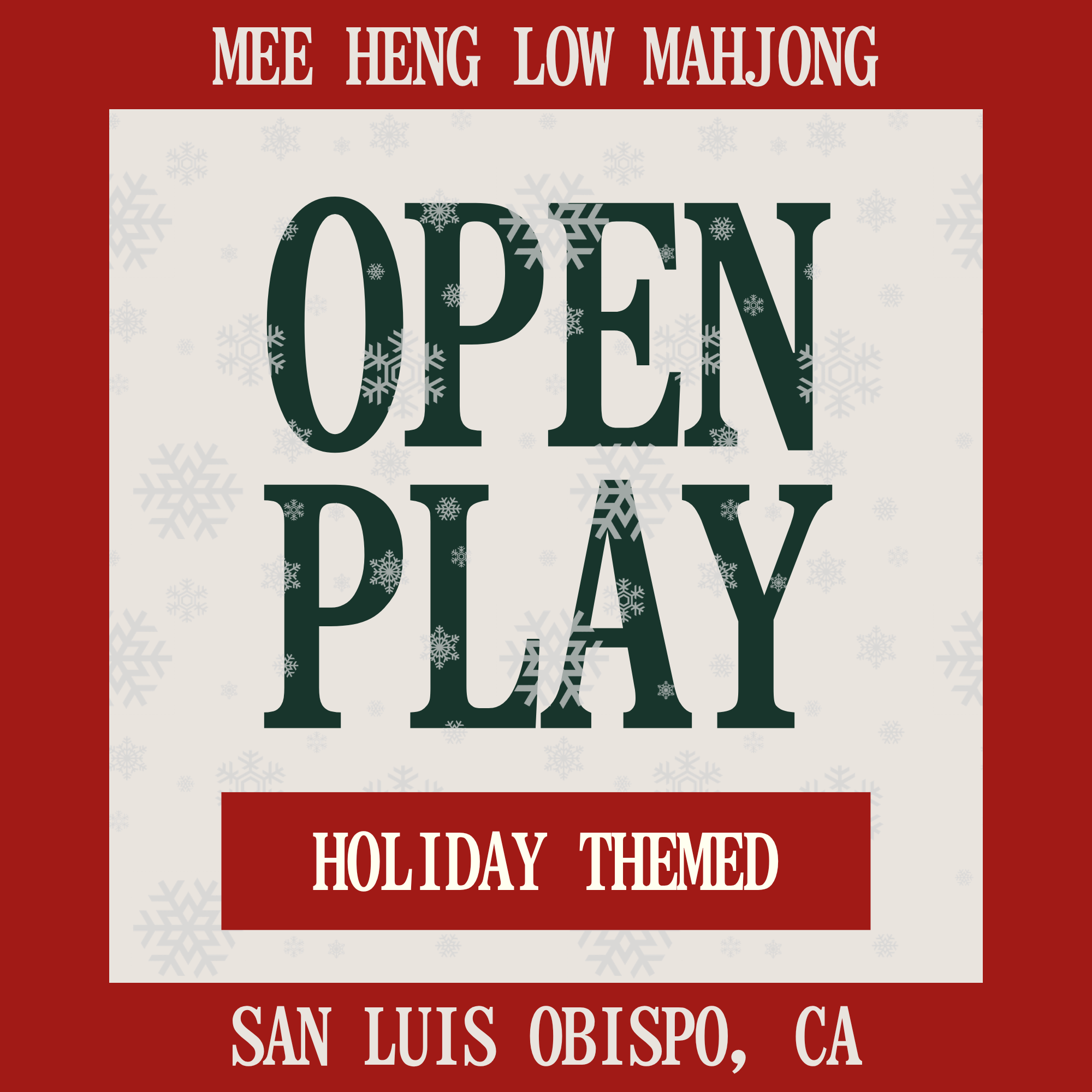 Mahjong Open Play: Holiday Themed