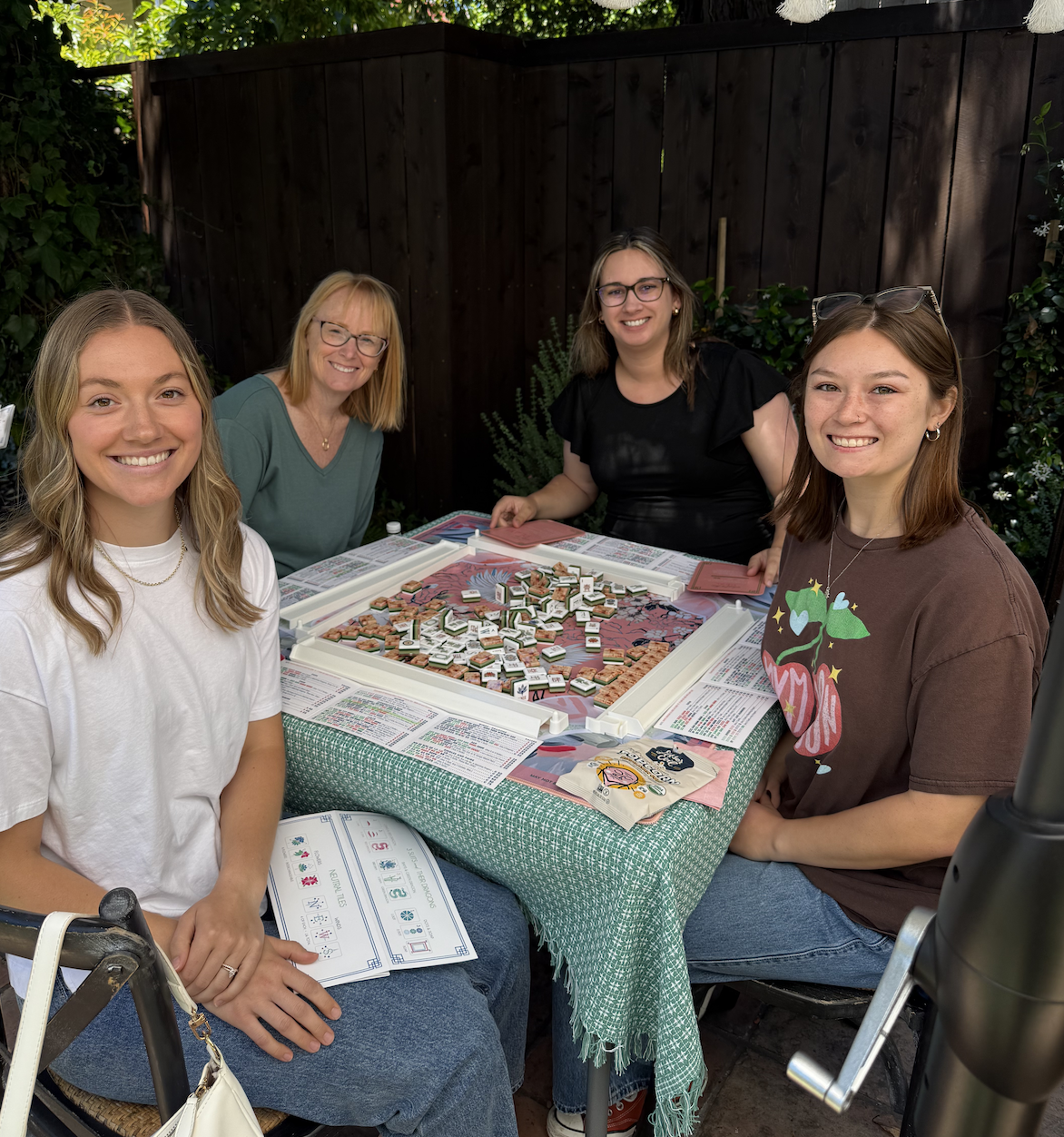Mee Heng Low Mahjong members gathered for a private lesson in San Luis Obispo, California