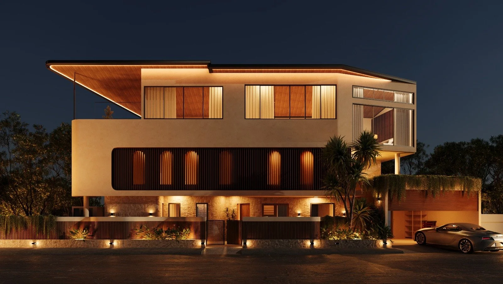 Front facade at night 45 Wentworth Parade