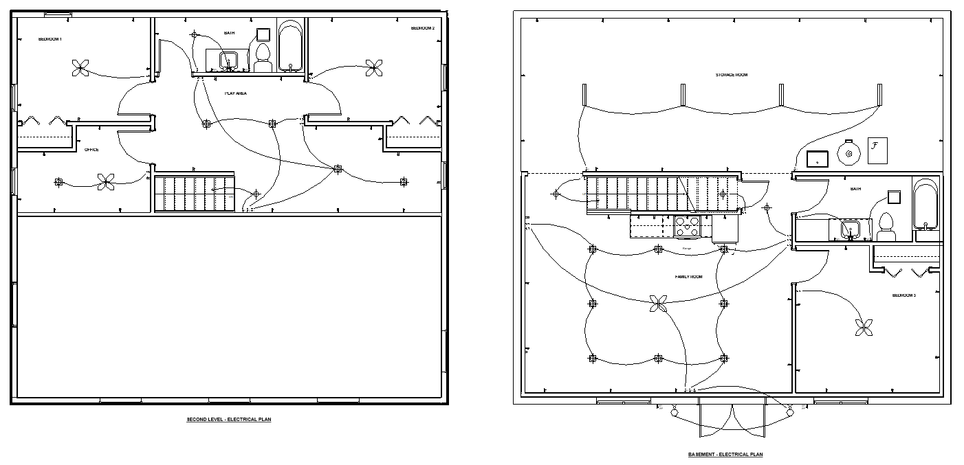 08 - 2nd Floor & Basement Electrical Plans