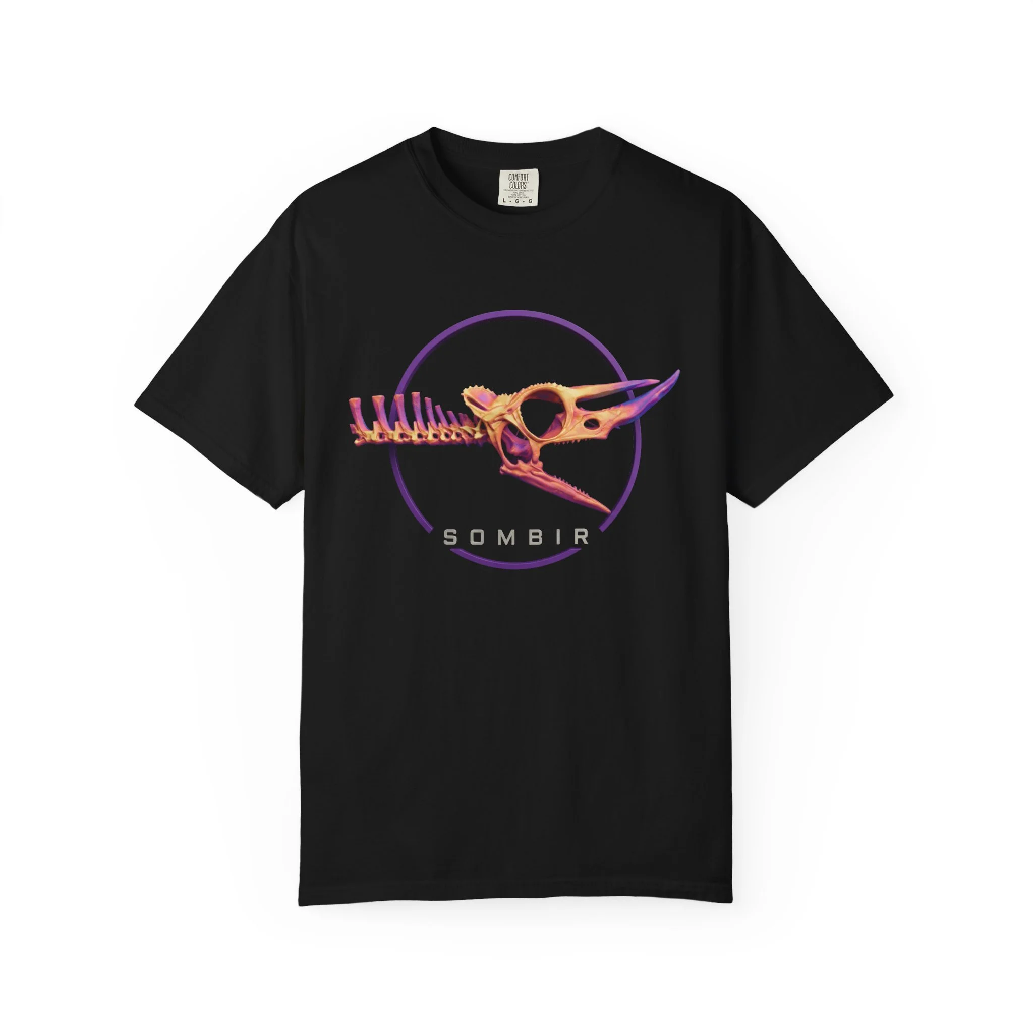 Sombir Logo Illustration T-shirt | Neon Skeleton Circle Design