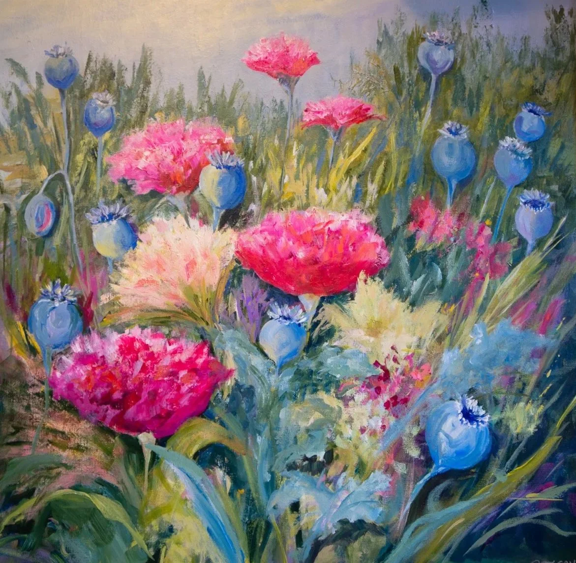 Debbie’s Poppies - Framed 30 × 30"