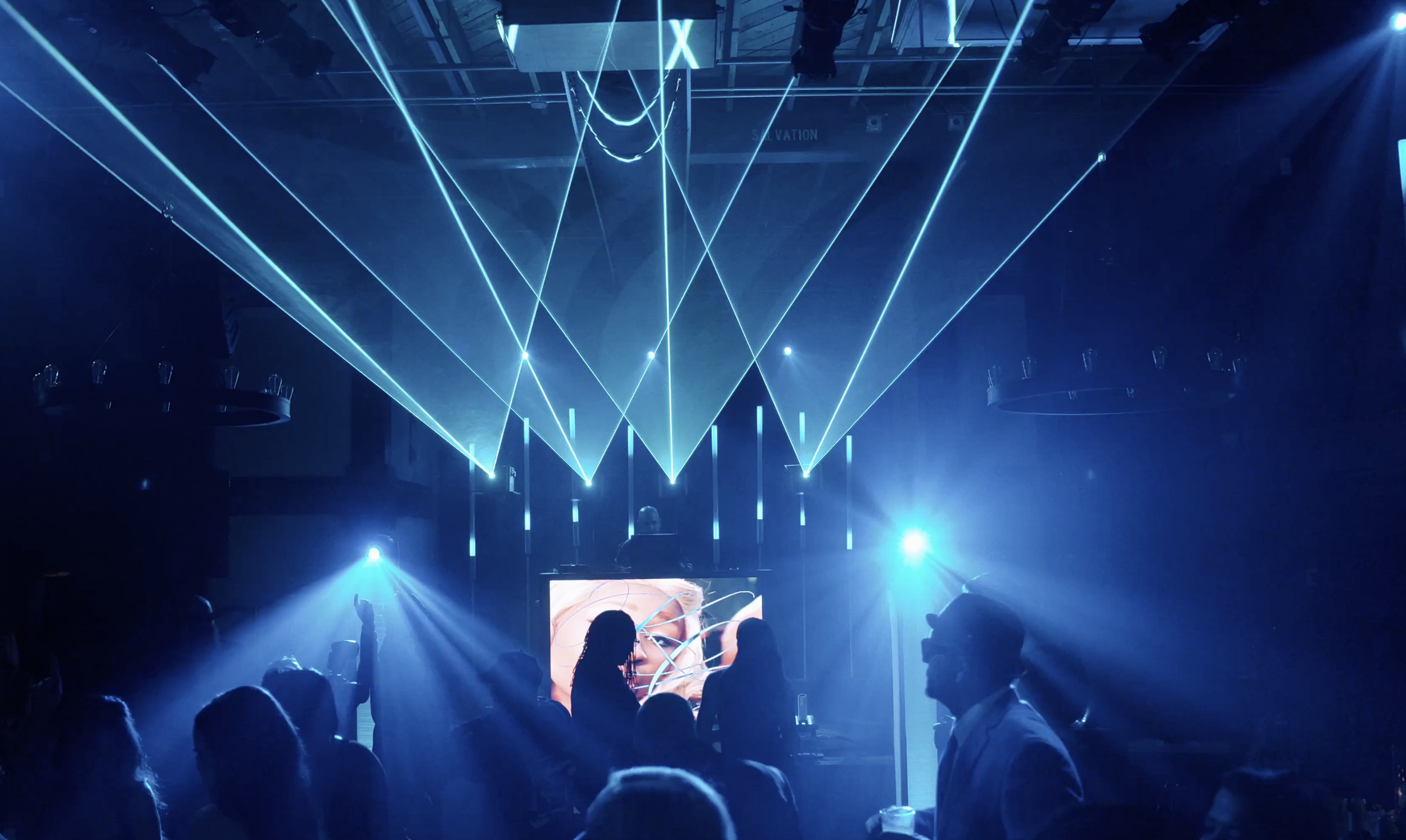 Professional wedding laser light show creating a high energy dance floor in Savannah Georgia