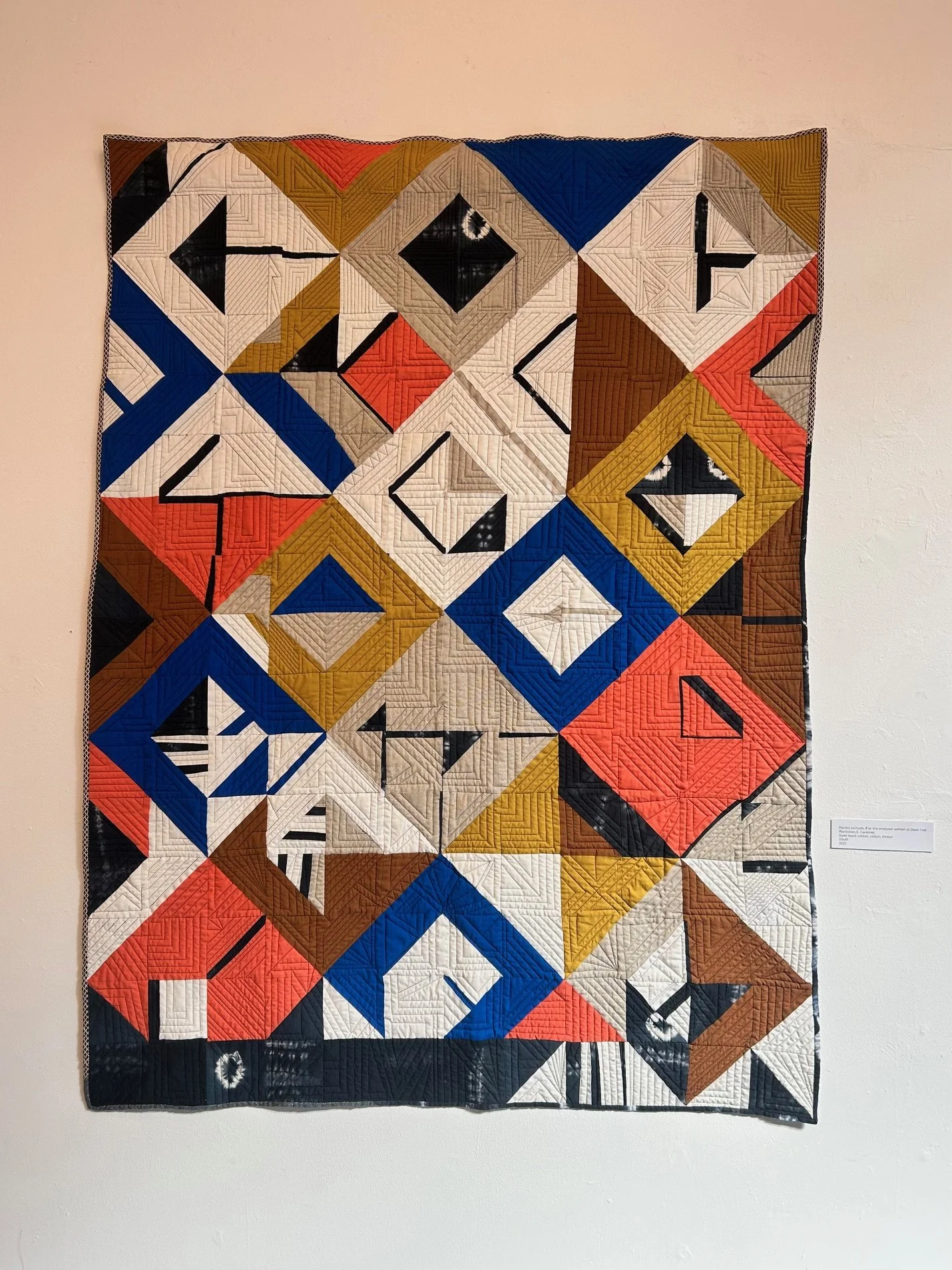 Painful Solitude, For the enslaved woman at Dean Hall Plantation, S. Carolina
Fiber Reactive Dye, cotton, thread 
53 x69" 
2023