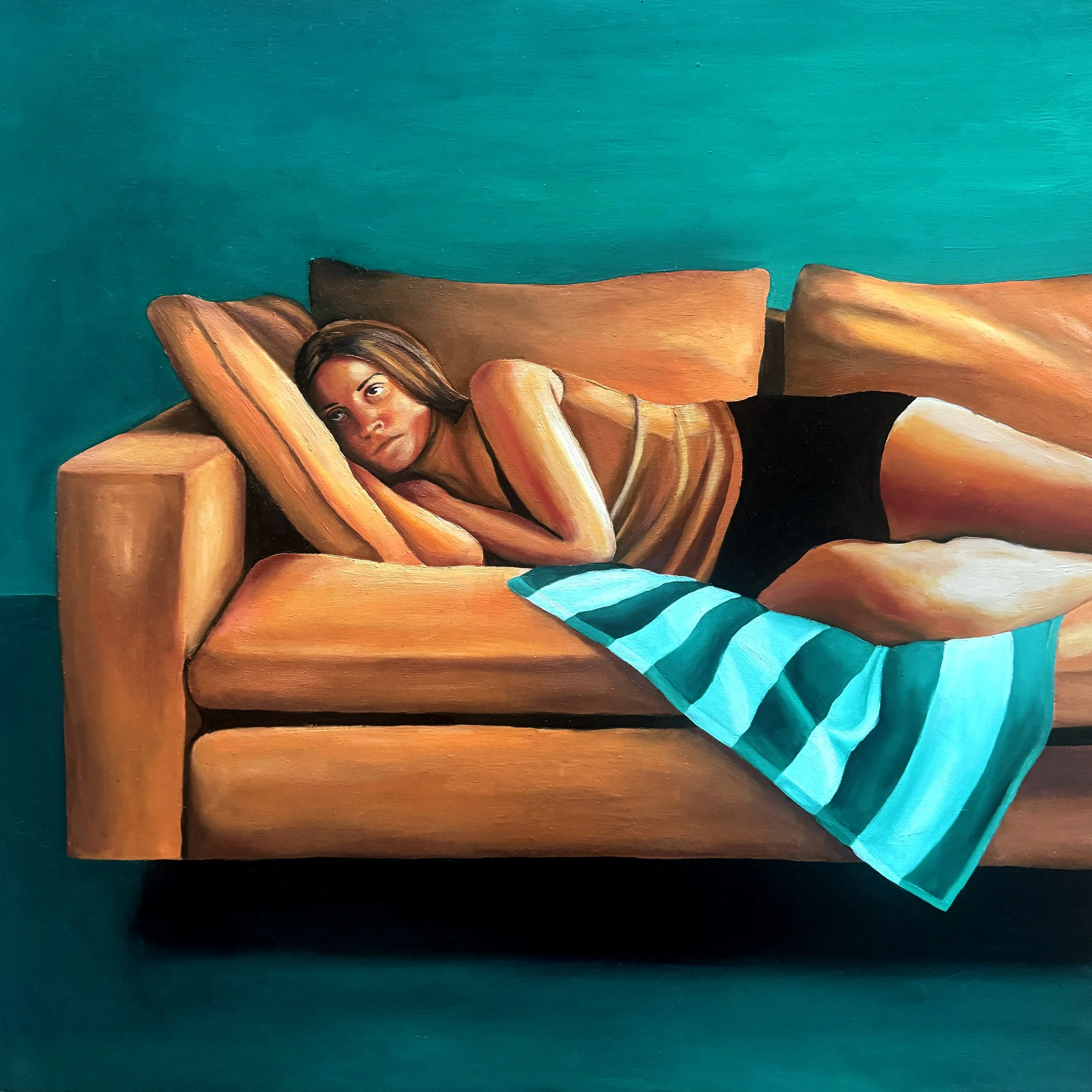 Miscarriage Watching Sex and the City, 24"x24", Oil on Panel