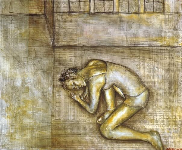Sister on the floor, Mixed media
