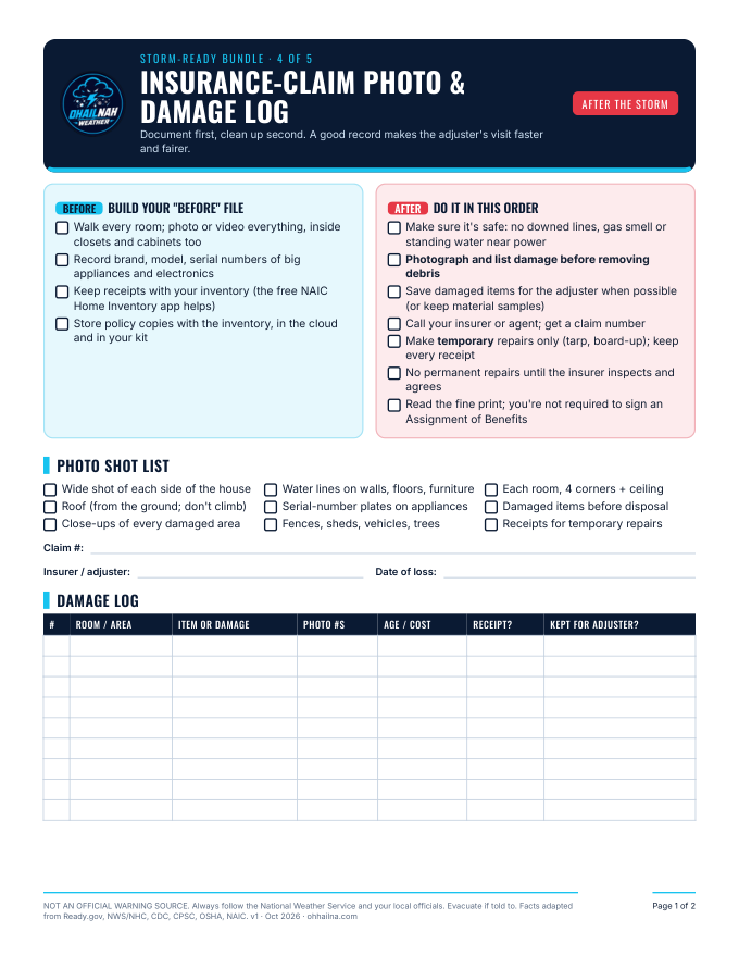 Insurance-Claim Photo & Damage Log