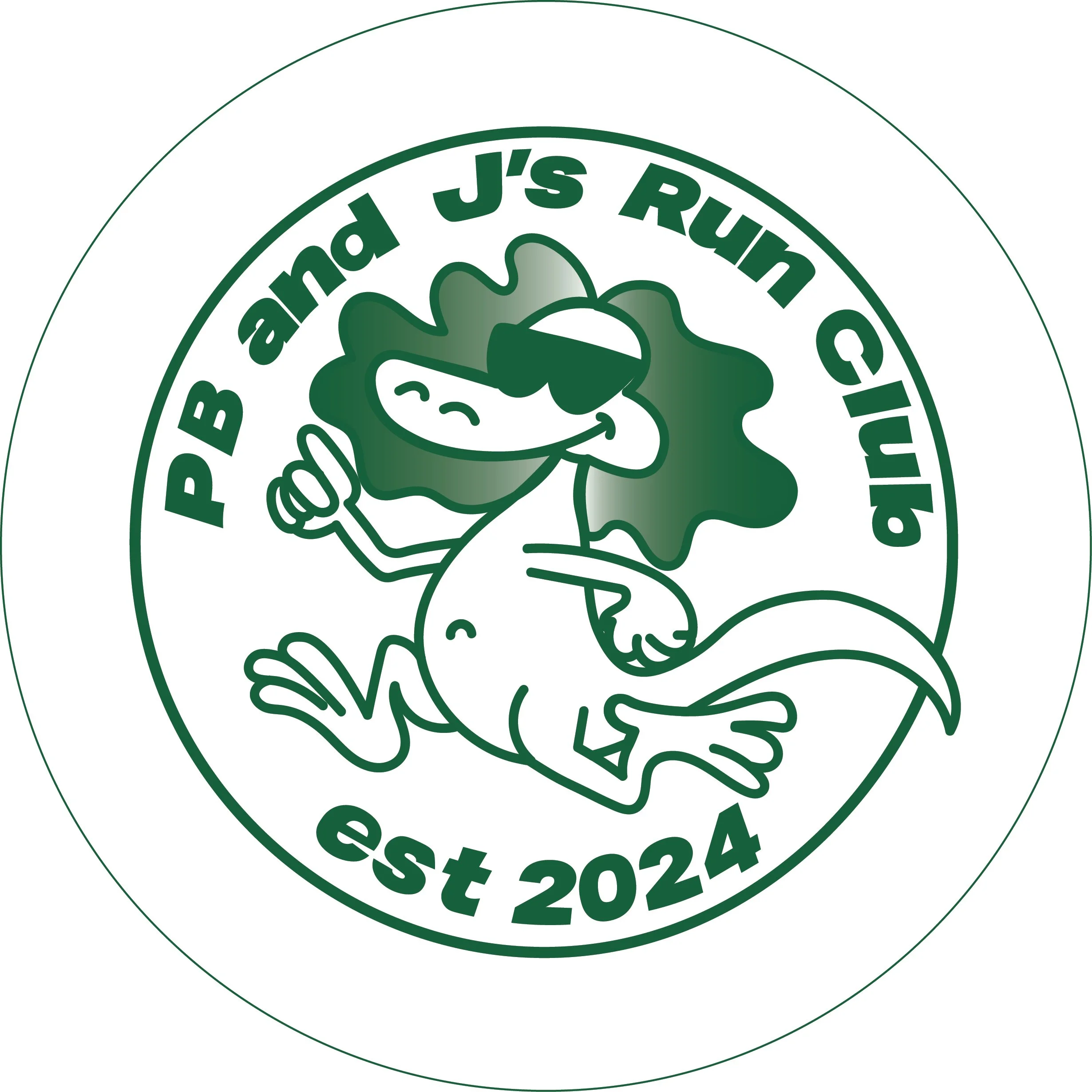 A circular logo with a cartoon of a smiling marijuana leaf holding the hand of a smiling gnome, with text in a circular arrangement reading "Brah's J's Run Holiday Fest 2024" in green.