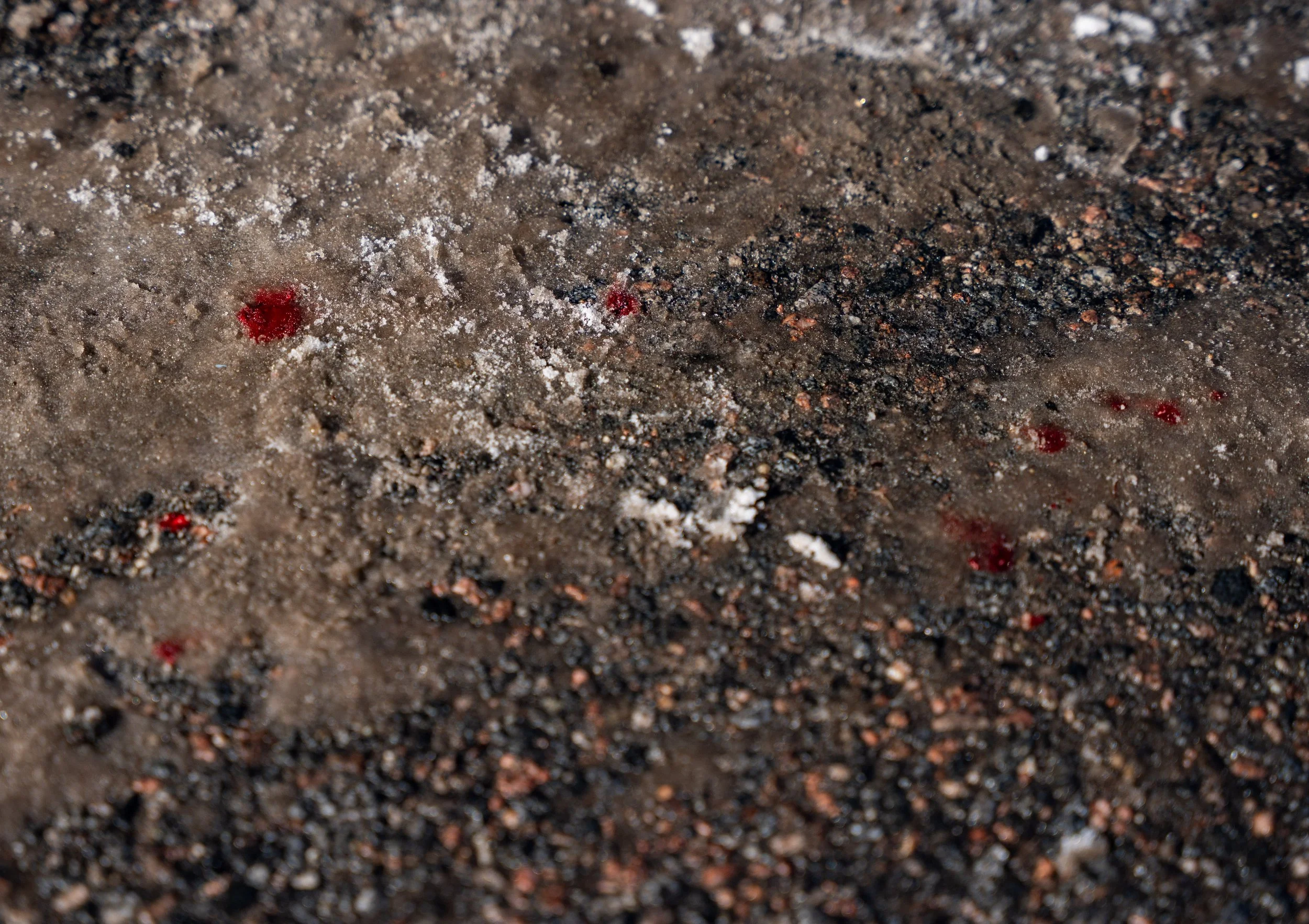  A view shows blood droplets at the scene where a man identified as Alex Pretti was fatally shot by federal agents while trying to detain him, in Minneapolis, Minnesota, U.S., January 24, 2026. REUTERS/Seth Herald 