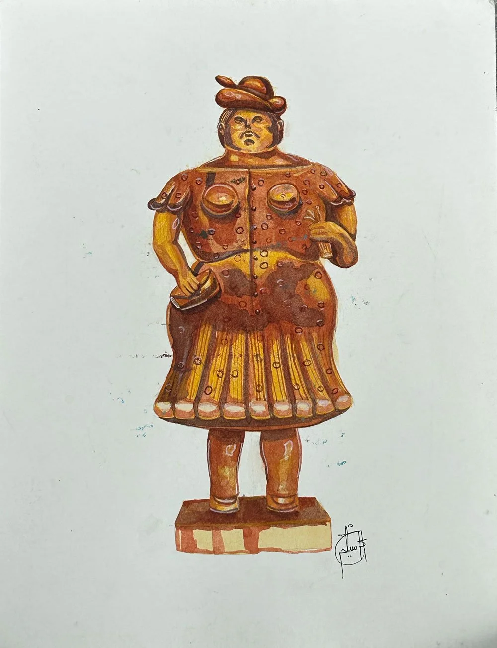 Mujer vestida 21,5 x 28 cm (Inspo. esculturas de Fernando Botero)