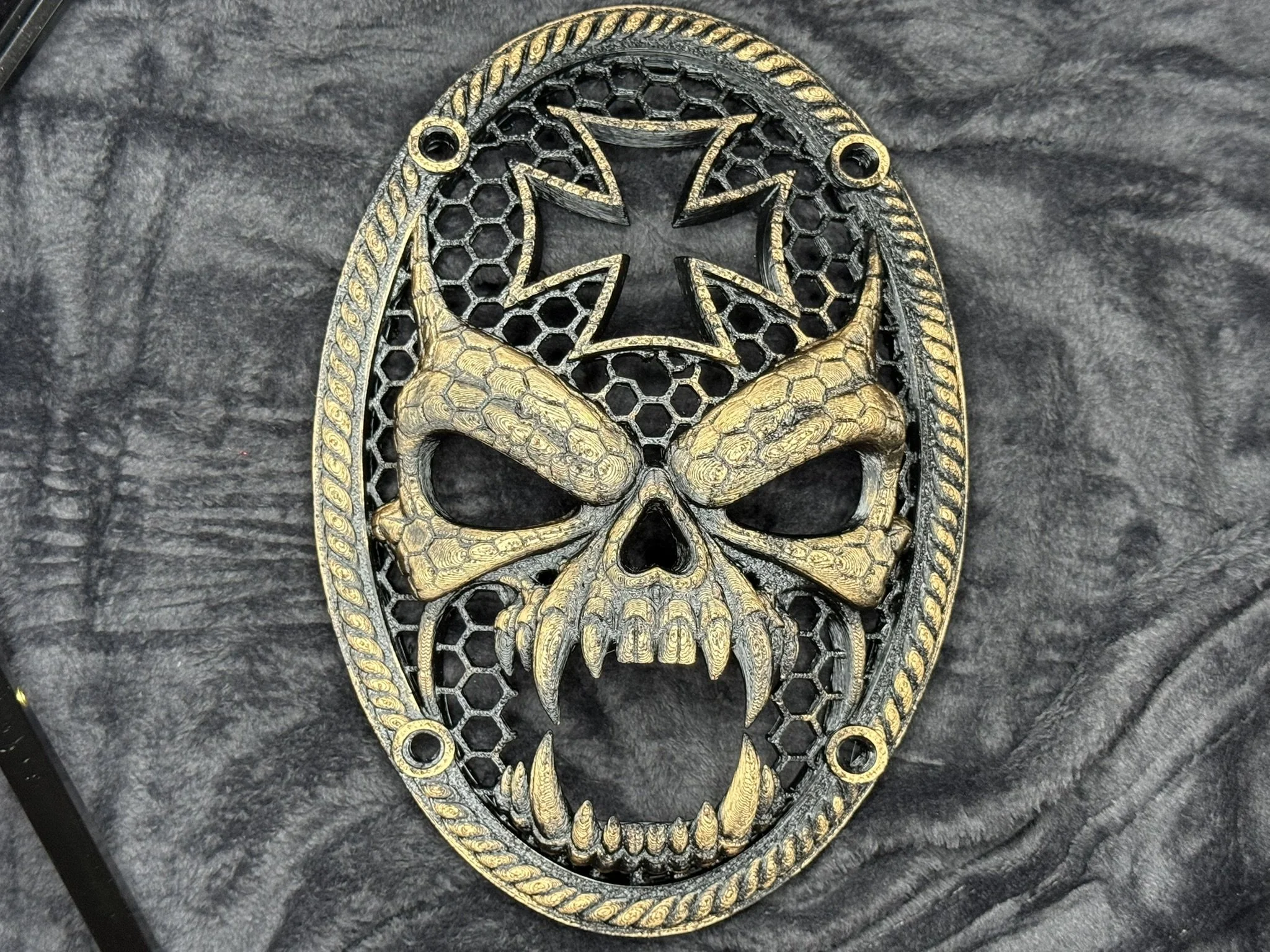 Vampire Skull custom car speaker grill, 6x9 size, Builder Show Series.