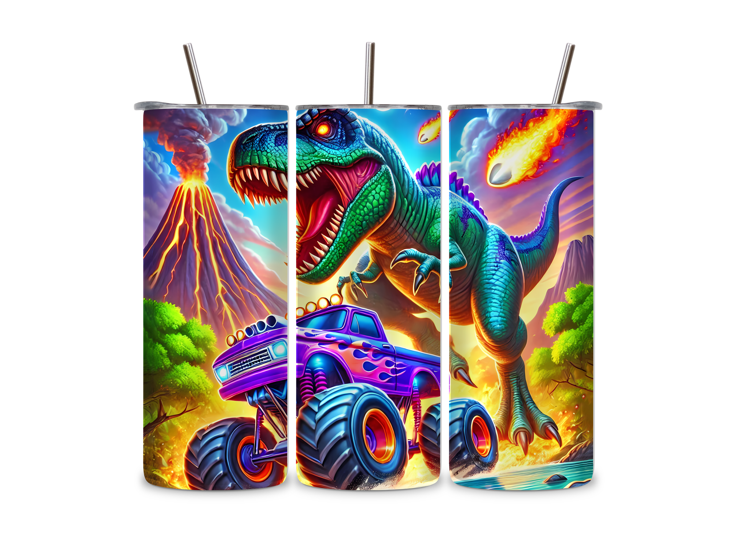 Dino Monster Truck Tumbler/Drink Bottle