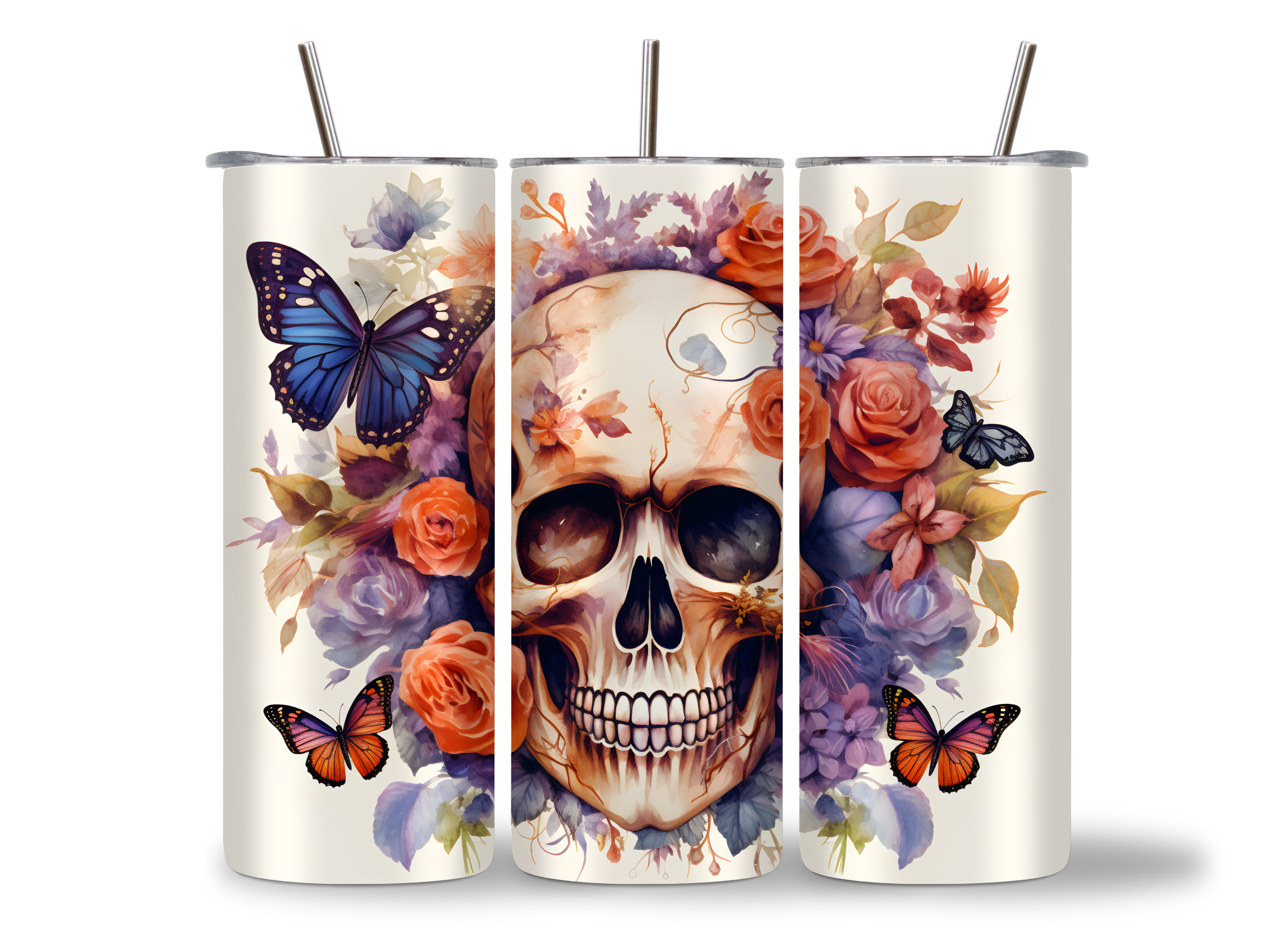 Butterfly Skull Tumbler/Drink Bottle