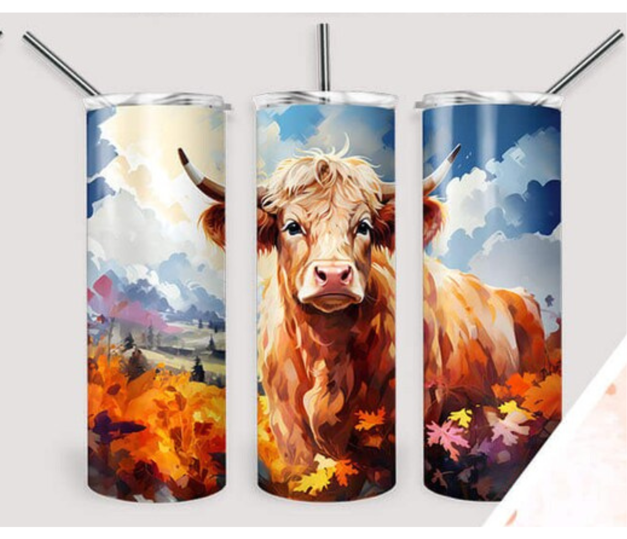 Watercolour Cow Tumbler/Drink Bottle