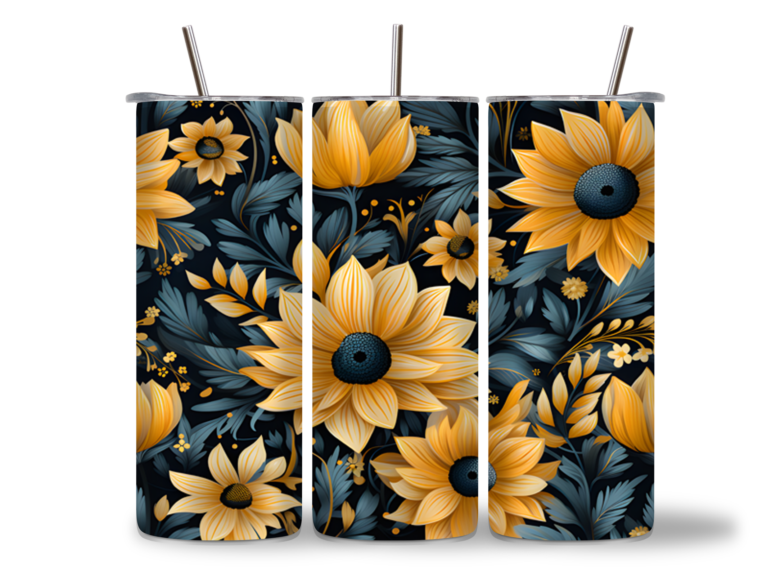 Floral on Dark Tumbler/Drink Bottle