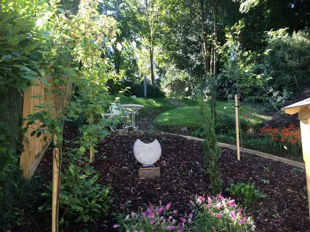 Planting, small terraces and a winding route climbing through Dallaway Gardens.