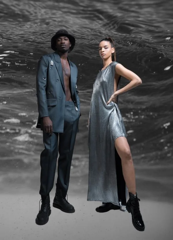 DESIGN ASSETS, two models with water in the background