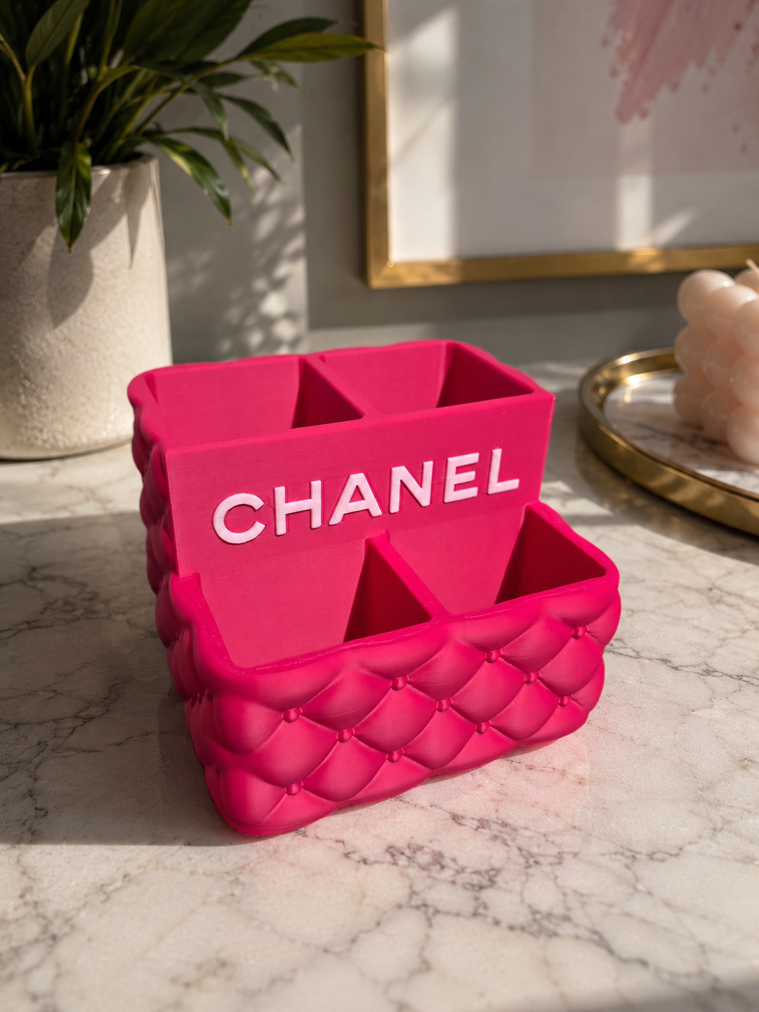 Luxury Designer-Inspired Quilted Vanity Organizer