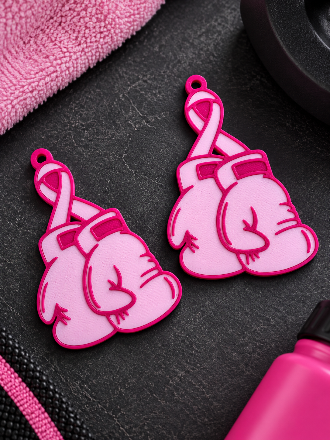 Breast Cancer Awareness Boxing Gloves Keychain