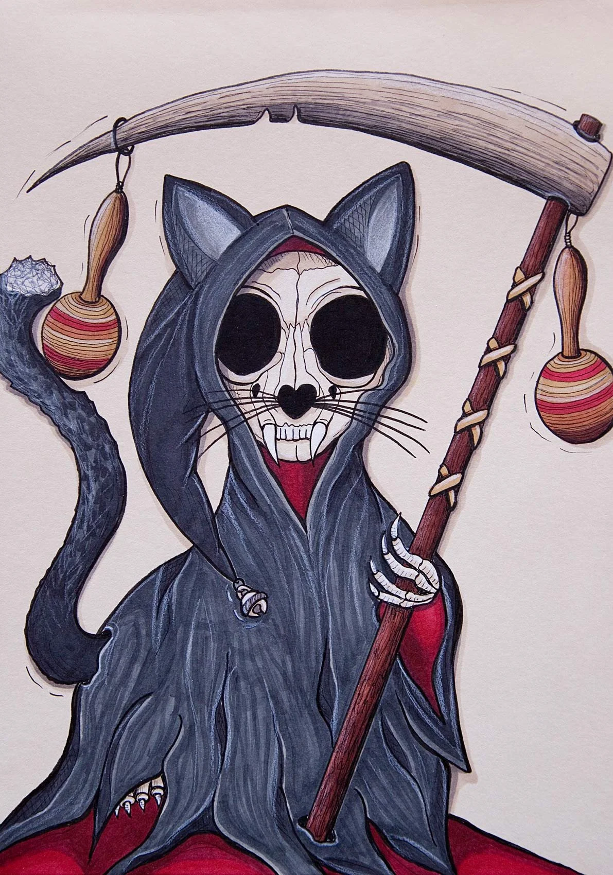 „Schrödinger's Cat Content“. Marker auf Papier. 29,7 x 21 cm. 2022
