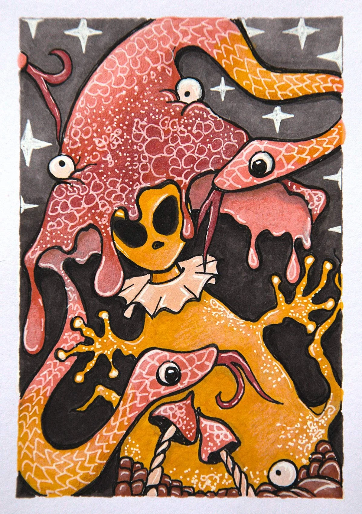 „Extraterrestrial mushroom“. Alkoholmarker auf Papier. 14,8 x 10,5 cm. 2023