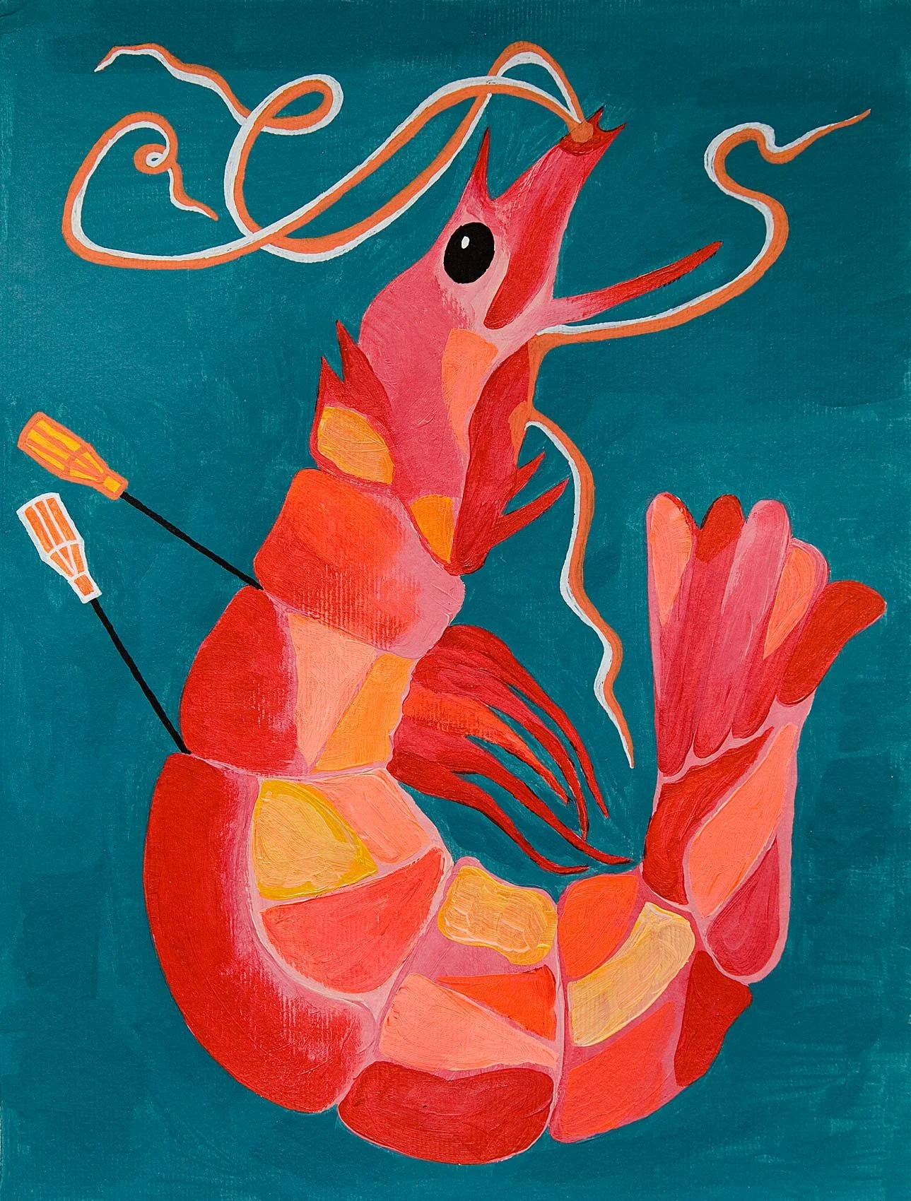 „Lumbar shrimp“. Acryl auf Papier. 2022