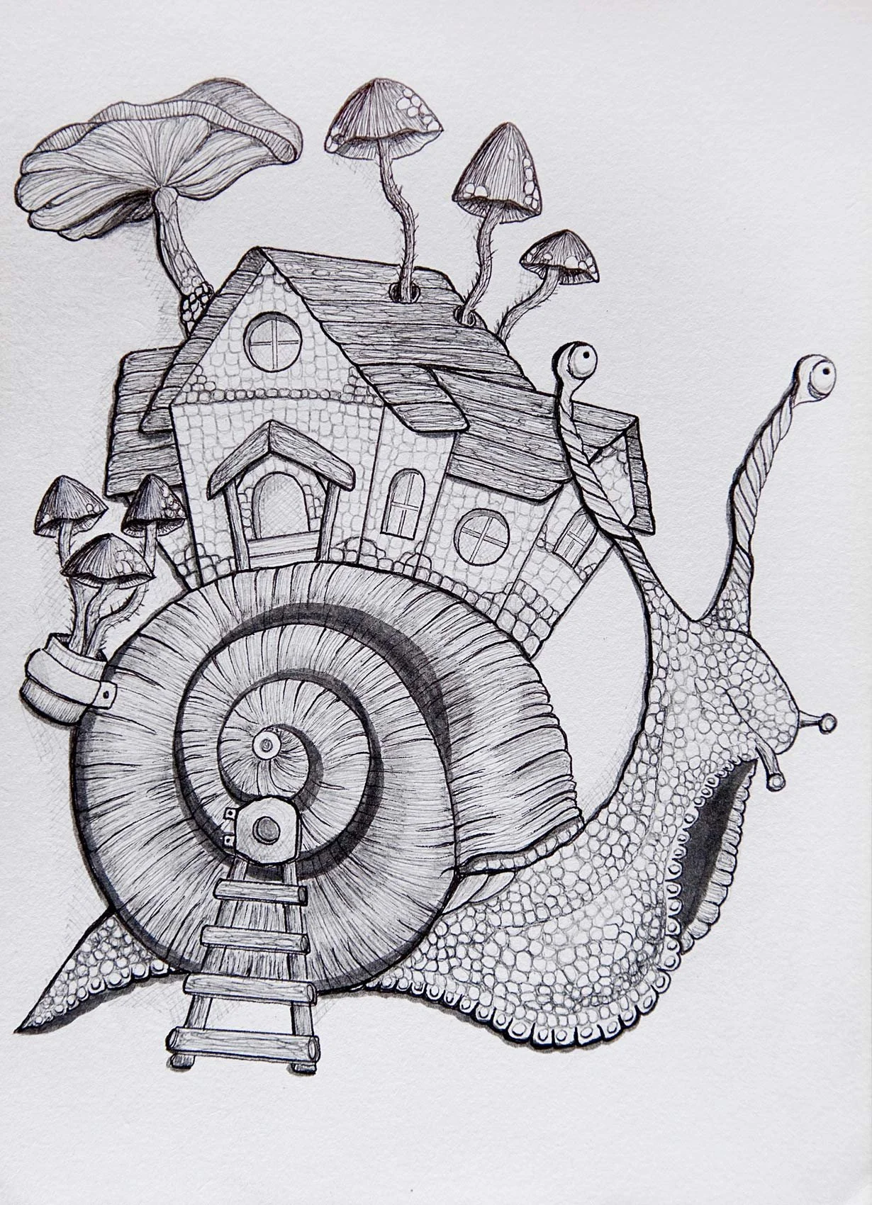 „Wonky House III“. Fineliner auf Papier. 21 x 14,8 cm. 2022