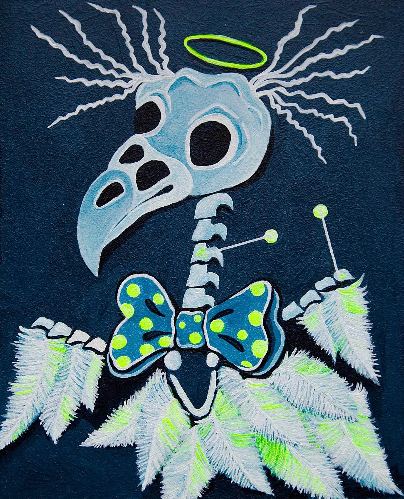 „Ace Vultura“. Acryl auf Holz. 25 x 20 cm. 2022