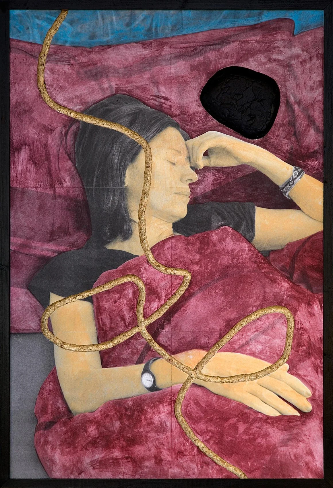Acryl auf Papier auf gefräster Pressspanplatte, Holzrahmen. 95,3 x 64,6 cm. 2022 