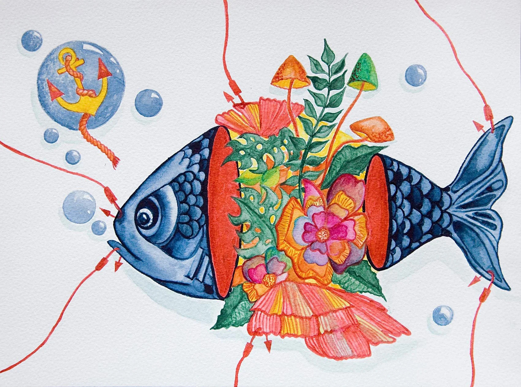 „What about hope?“. Wasserfarbe auf Papier. 21 x 29,7 cm. 2022