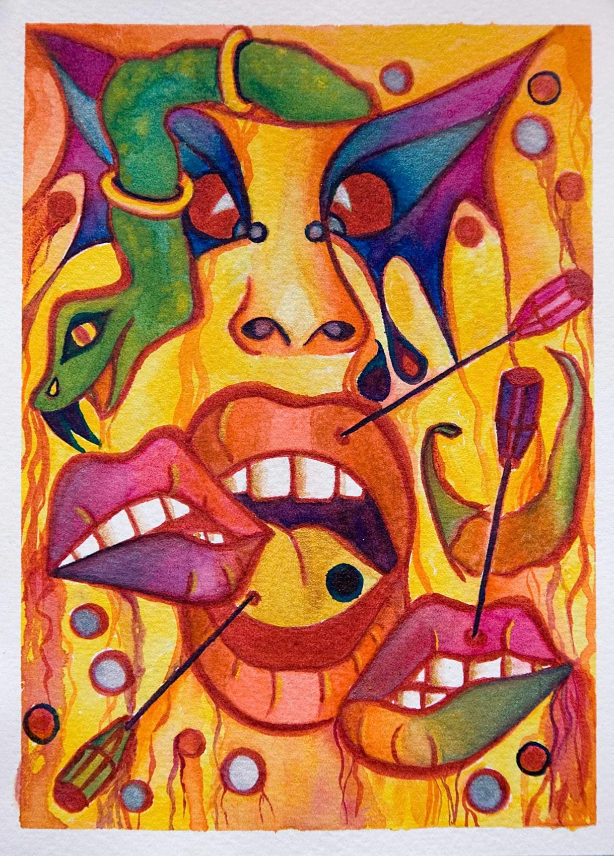 „15 pills“. Wasserfarbe und Tinte auf Papier. 2022