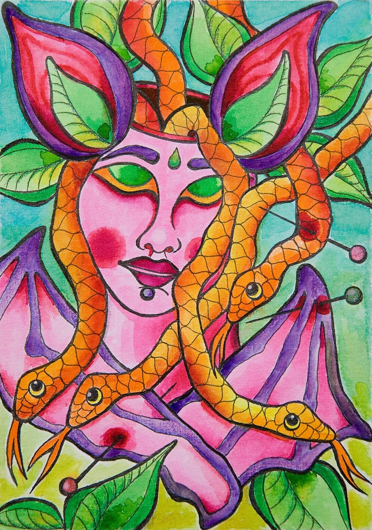„Hyperacusis II“. Wasserfarbe auf Papier. 21 x 14,8 cm. 2023