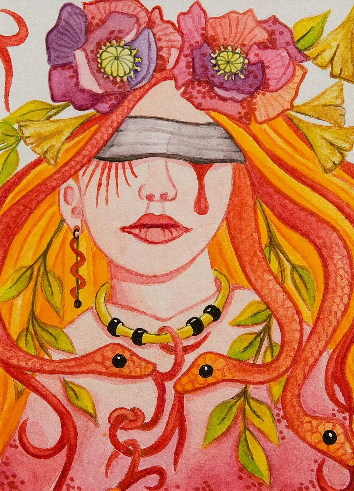 „Fragile Dreams“. Wasserfarbe und Alkoholmarker auf Papier. 19 x 14 cm. 2023