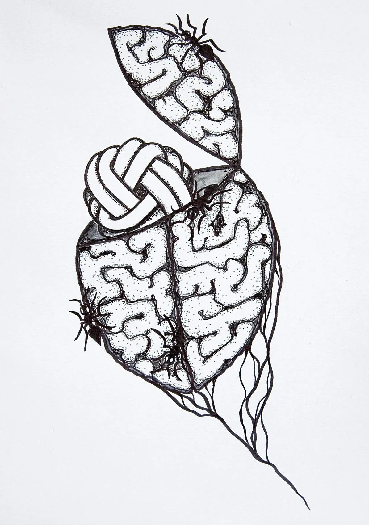 „Knot“. Fineliner auf Papier. 29,7 x 21 cm. 2021