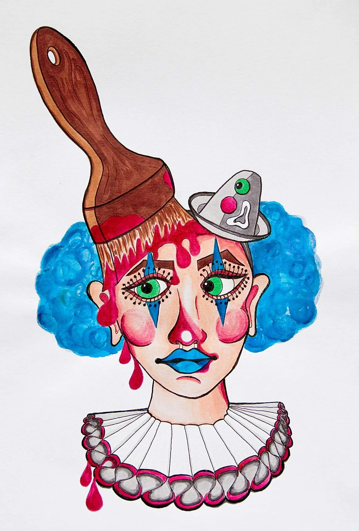 „I'm not quite ready“. Wasserfarbe und Marker auf Papier. 2022