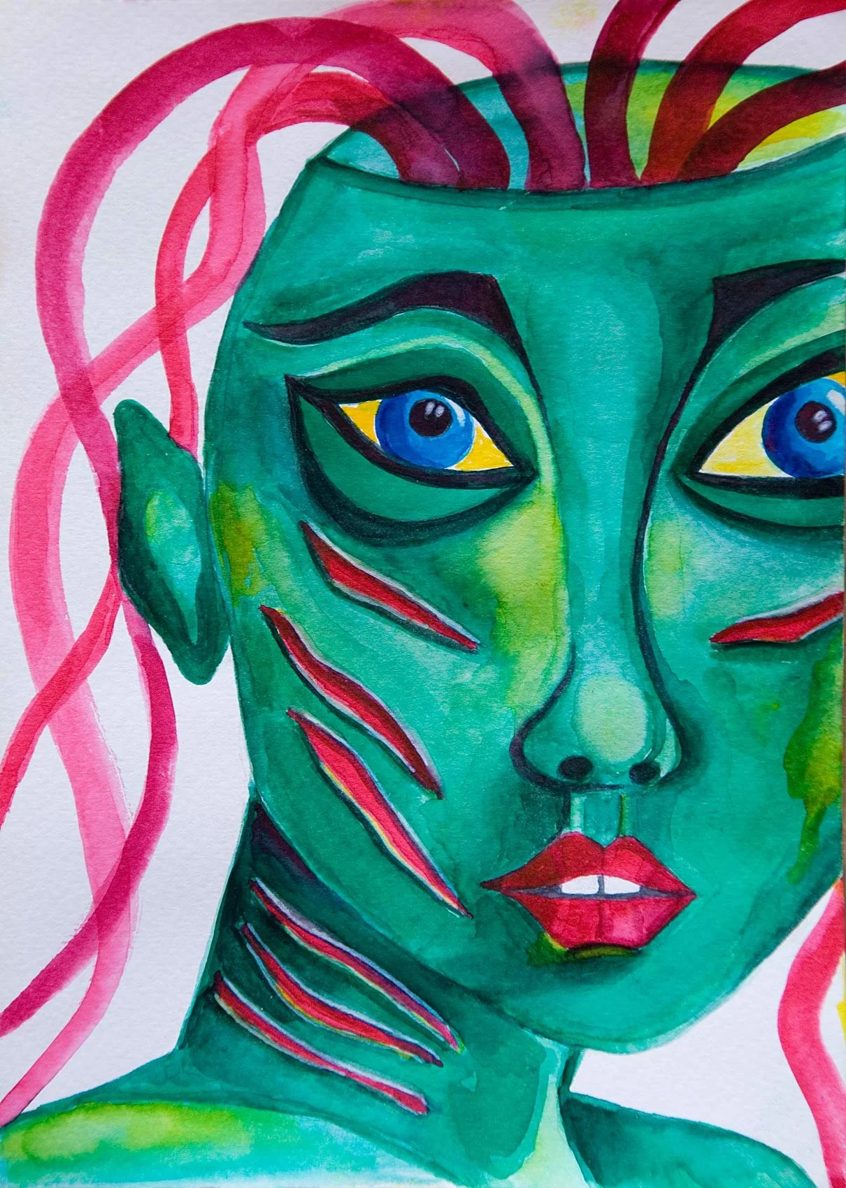 „Incurable“. Wasserfarbe auf Papier. 21 x 14,8 cm. 2022