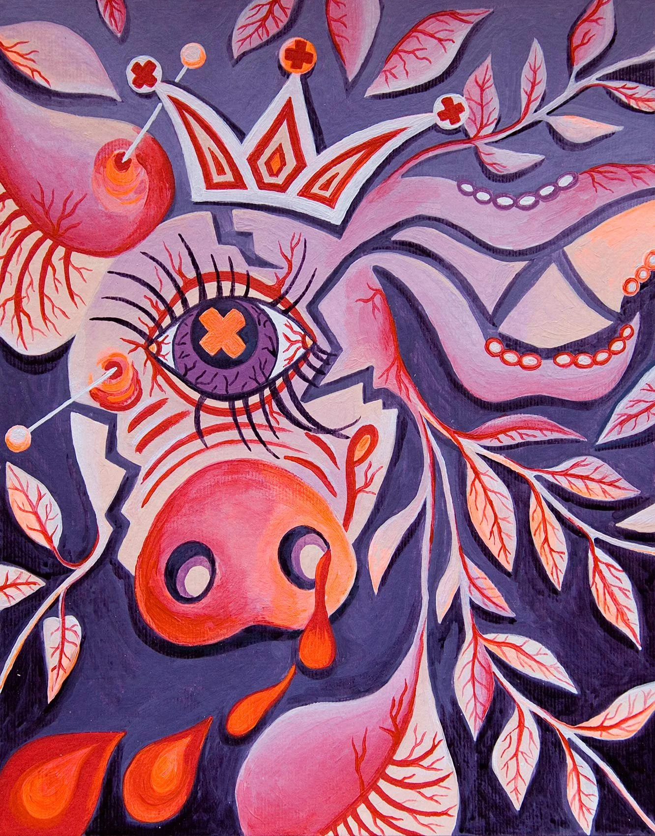 „Blooming state of emergency“. Acryl auf Papier. 30,5 x 24 cm. 2022