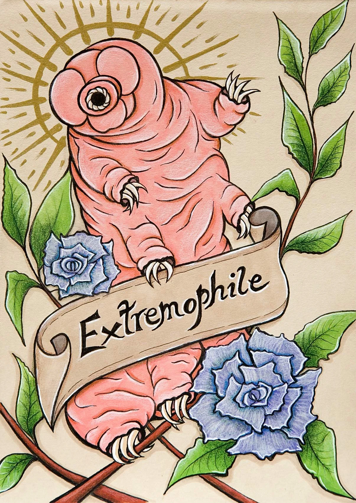 „Extremophile“. Mixed Media auf Papier. 29,7 x 21 cm. 2023