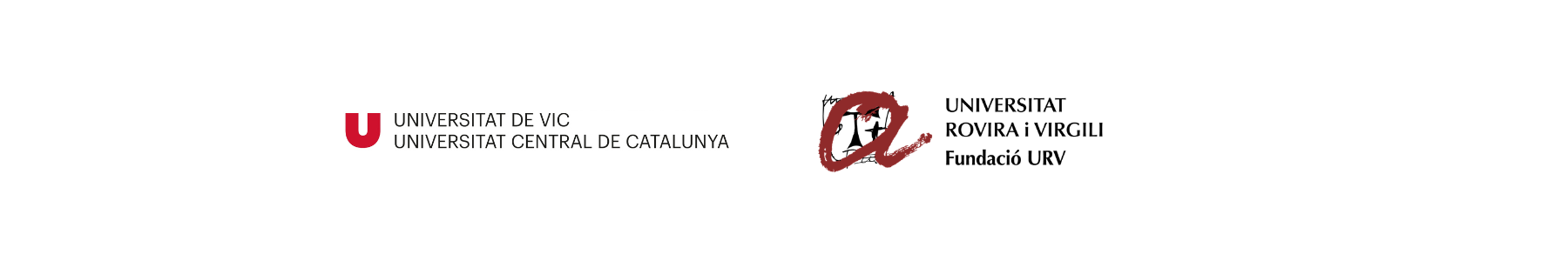 Logos y nombres de universidades en catalán, español y en catalán, incluyendo Universitat de Vic, Universitat Central de Catalunya, Universitat Rovira i Virgili y Fundació URV
