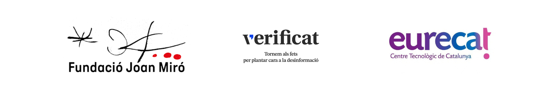 Logos de la Fundació Joan Miró, un certificado y Eurêcat del Centre Tecnològic de Catalunya en una misma línea.