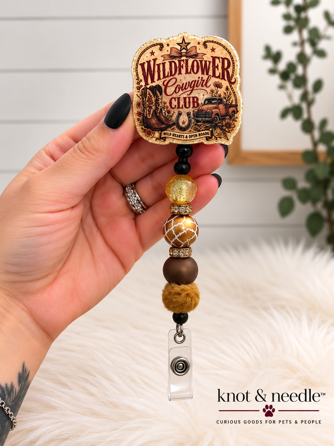 Wildflower Cowgirl Club Beaded Badge Reel